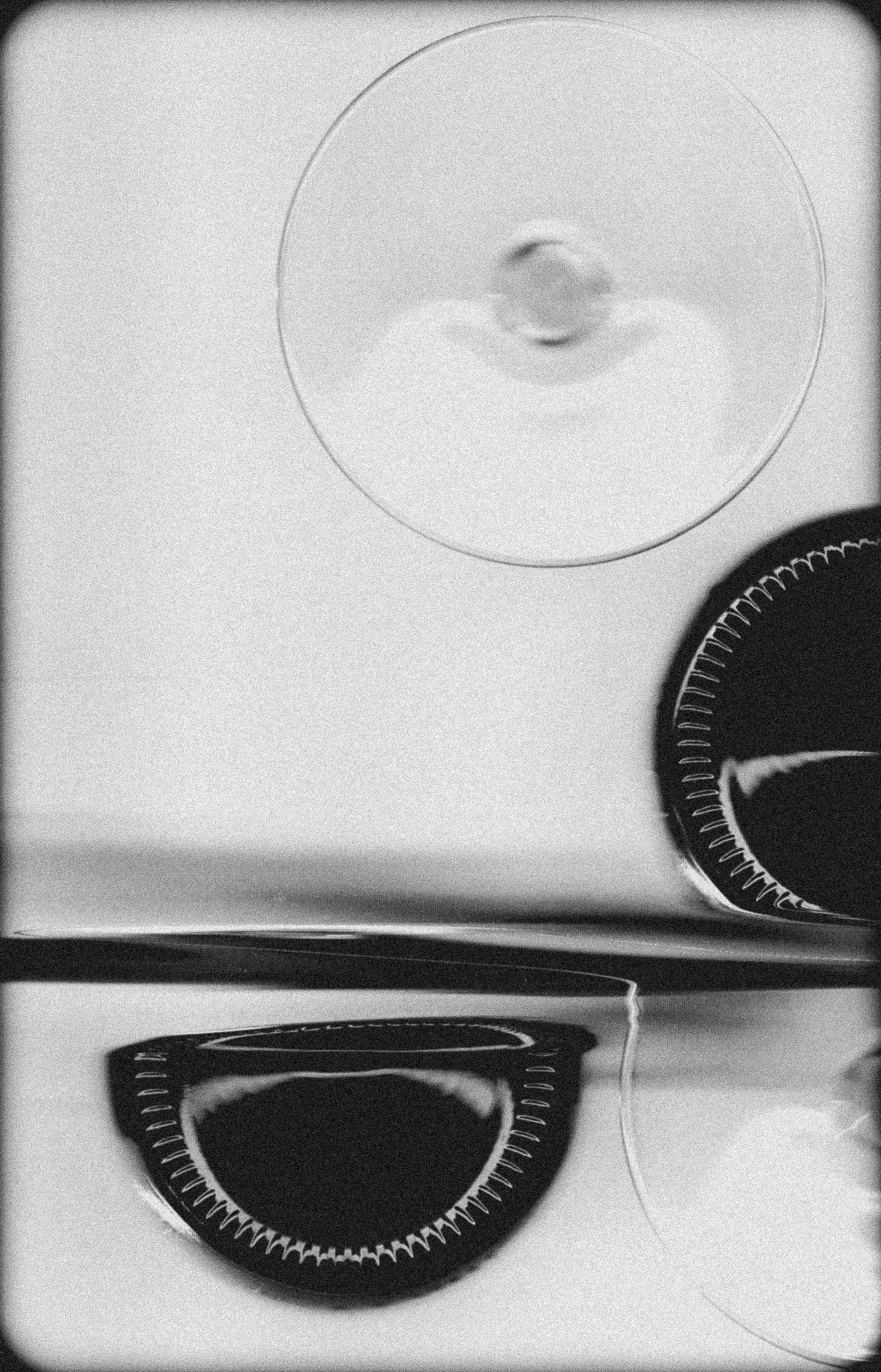 Experimental monochrome scan of wine glasses
